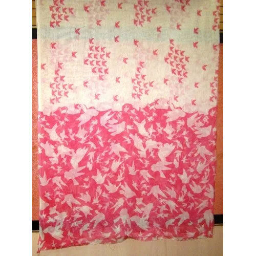 100 % Rayon Printed Scarve - Color: Pink & White