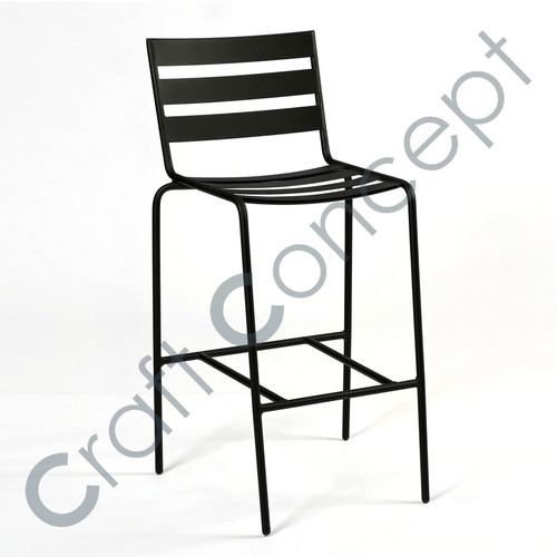 Black Metal Bar Chair - Iron Structure, Contemporary Design, Eco-Friendly | No Assembly Required, Indoor Use, European Style