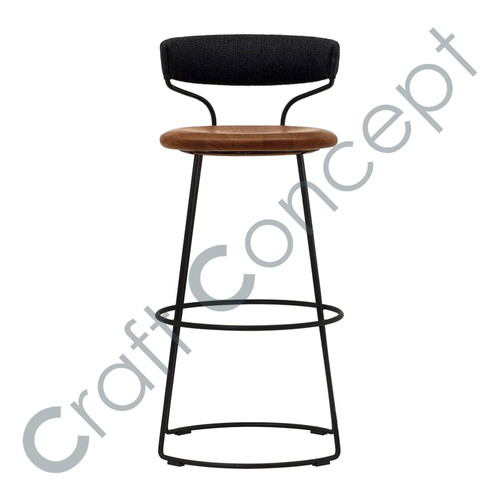 Metal With Leather Back & Wood Seat Bar Chair No Assembly Required