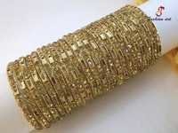 Kundan LCT Coated Aluminium Brass Golden Bangle se