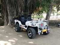 Modified Jeep - Steel Body, Compact Size, White Color | Custom Design, Enhanced Durability, Off-road Capability, Heavy-duty Suspension, Large Tires