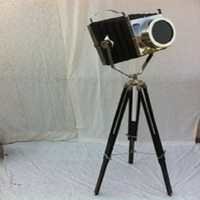 Brass & Brown Tripod With Spot Light