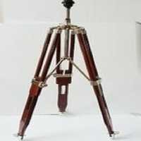 Designer Nautical Tripod Floor Lamp - Natural Brown Teak Wood & Steel Chrome Finish, 50 Inches Height Adjustable | Elegant Vintage Retro Style, Spot Light For Home & Office Decoration