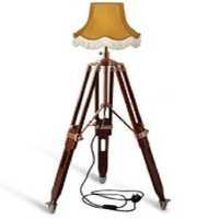 Brown Wood Tripod Floor Lamp - Use With Shade Lampshade