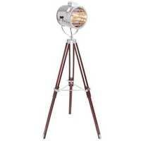 Ahoy Floor Lamp - Brass & Wood, 50 Inches Height, White & Red Colors | Elegant Nautical Design, High Efficiency Spot Light, Handmade For Home & Office Decoration