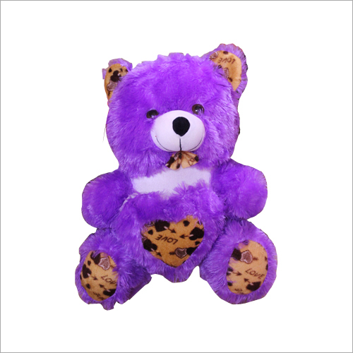 Printed Heart Purple Teddy Bear
