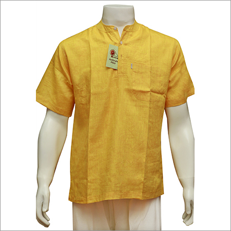 Men's Half Sleeve Short Yellow Kurta