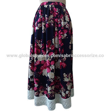 Multicolor Womens Long Printed Skirt