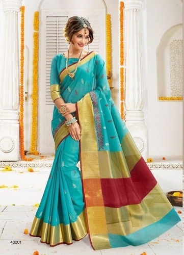 Teal Beautiful Weaving Silk Sarees