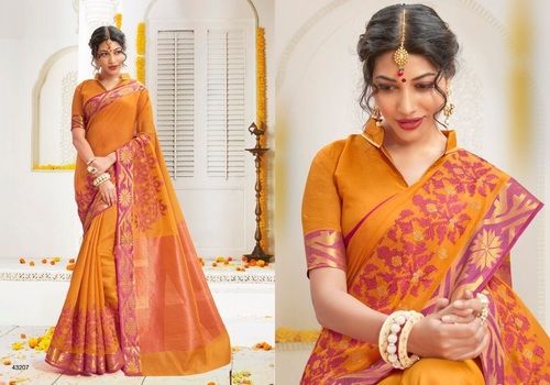 Mustard Designer Silk Sarees