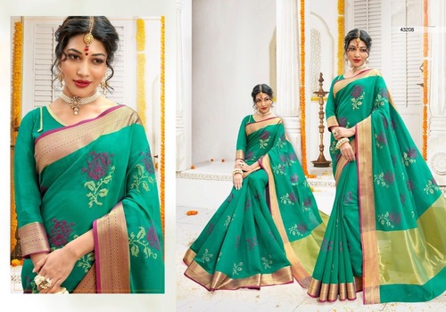 Green Beautiful Embroidered Silk Sarees