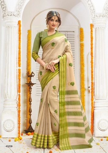 Designer Saree - Weaving Silk, Customizable Size 36-42 | Floral Zari Work with Matching Blouse