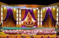 Asian Wedding Reception Stage - Fiberglass, Modular, Gold | Elegant Design, Lightweight, Weatherproof, Easy Setup