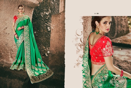 Green Designer Party Wear Sarees