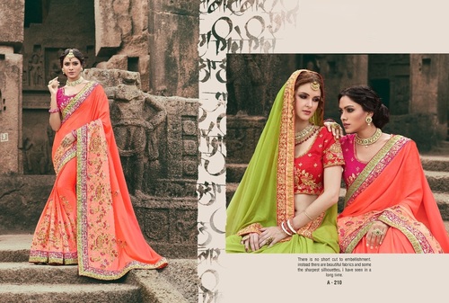 Peach Ethnic Work Designer Sarees
