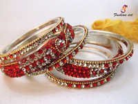 Sultan Set Brass Stone Studded Bangle Set