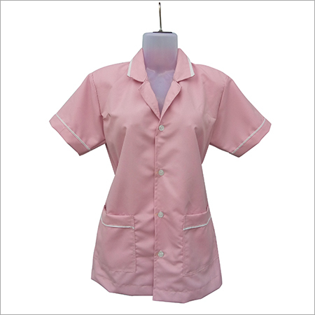 Pink Nurse Coat - Cotton Blend, Small | Hospital Uniform, Soft Fabric, Breathable Design, Stylish Cut, Easy Care and Maintenance