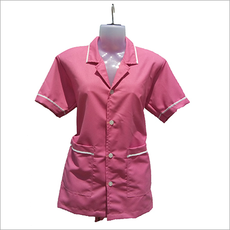 Nurse Pink Coat - Cotton Blend, Medium Size, Vibrant Pink | Breathable Fabric, Durable Stitching, Professional Hospital Uniform