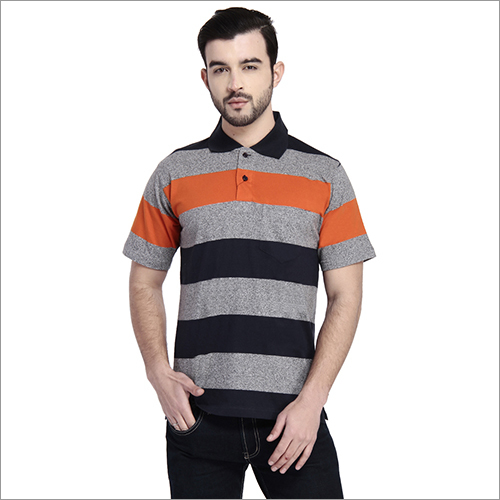 T-SHIRTS POLO - Cotton, M-XXL, Orange | Soft Fabric, Stylish Design, Breathable, Comfortable Fit, Durable, Easy Care, Professional Look, Modern Striped Style