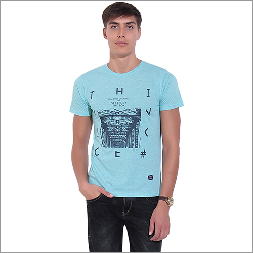Gents Round Neck T-Shirts - Cotton, S-XXL, Light Blue | Soft Fabric, Comfortable Fit, Breathable, Easy Wash, Trendy Style