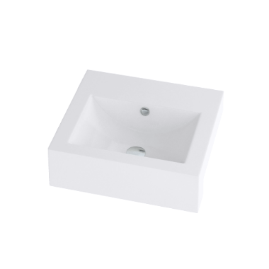 Semi Recessed Basin - Ceramic One Piece Square Shape | Deck Mounted Elegant White Finish for Contemporary Bathrooms