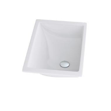 Under Counter Basin - Ceramic, Square Shape, White Color | One-Piece, Deck Mounted Design for Convenient Installation