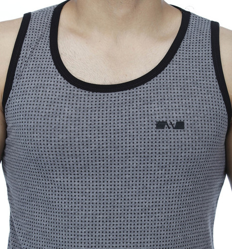 Polyester T-Shirts - Sleeveless O-Neck Design | Grey Plain Style for Men