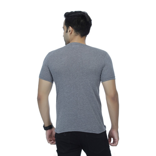 Polyester T-Shirt - Short Sleeve, O-Neck Style in Grey | Plain Pattern for Male Wearers