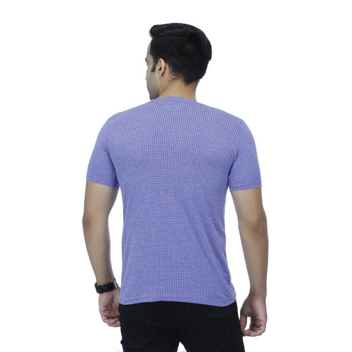 T-Shirts - Polyester Fabric, O-Neck, Plain Pattern, Short Sleeves, Purple Color | Ideal for Male Wearers