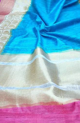 Blue Handloom Banarasi Dupion Pure Silk Saree