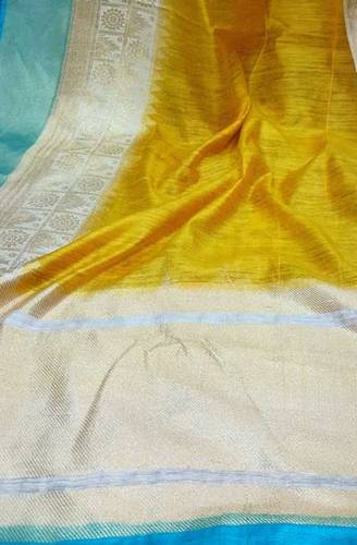 Yellow Handloom Banarasi Dupion Pure Silk Saree