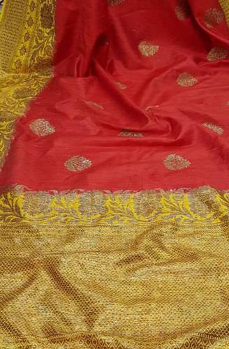 Red Handloom Banarasi Dupion Pure Silk Saree