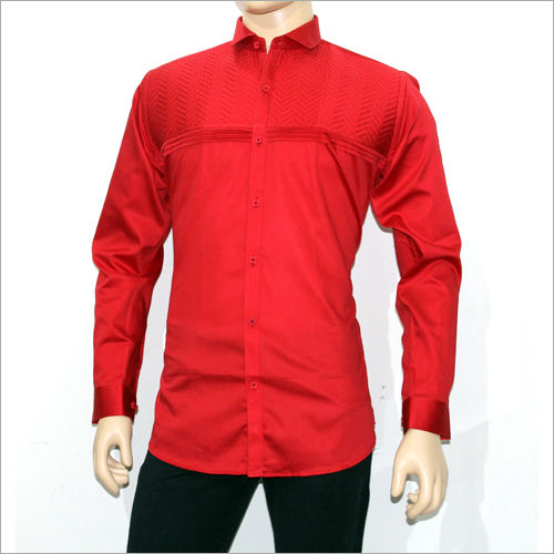 Red Regular Fit Party Wear Shirt