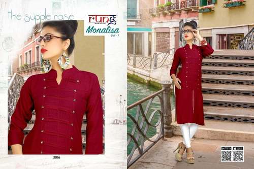 Fancy Kurti - Slub Rayon, XL-XXXL, Maroon | Stylish Design, Durable Fabric, Comfortable Fit