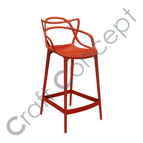 Painted Red Metal Bar Chair