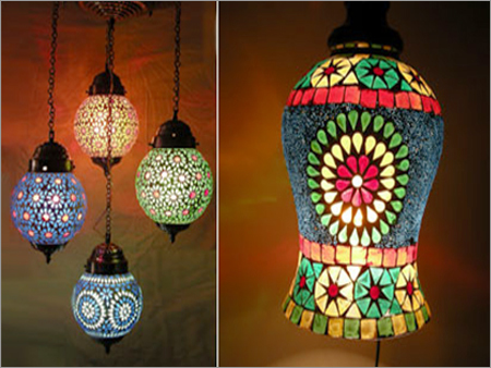 Multi Color Glass Lantern