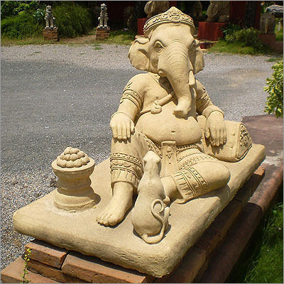 Cream Sandstone Ganesha Statue