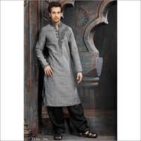 Grey And Black Men's Pathani Suit