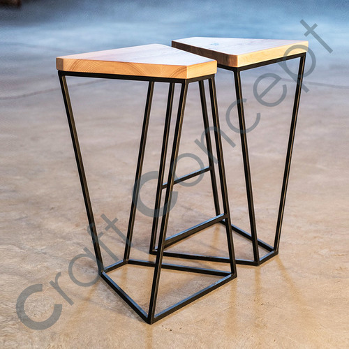 Set Of 2 Wooden/ Metal Stool No Assembly Required