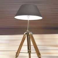 Natural Teak  Wood Nautical Floor Lamp - Wooden Tripod Lighting Stand Shade