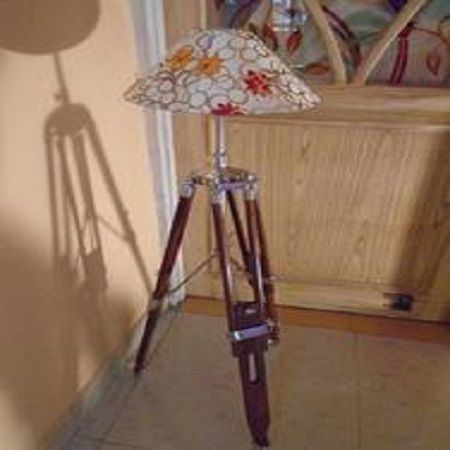 Designer Teak Wooden Nautical Floor Lamp - Shade Tripod