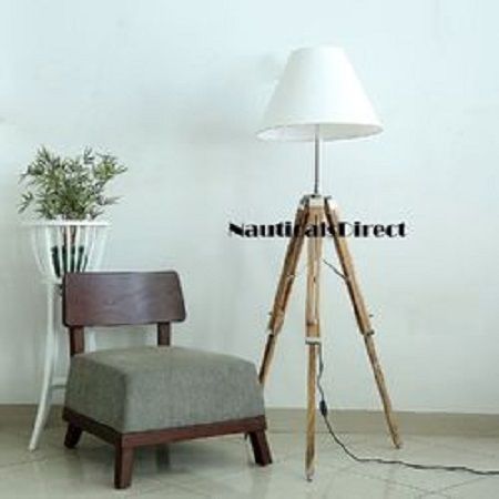 Antique Beautiful Designer Premium Teak Wooden Tripod Floor Lamp