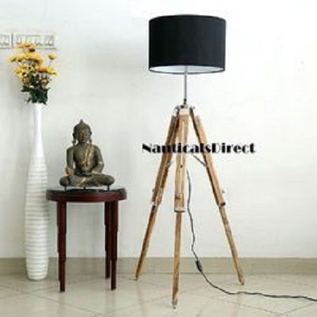 Beautiful Designer Premium Teak Wooden Tripod Floor Lamp