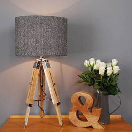 Decorative Mini Wooden Tripod Lamp - Shade Home Decorative