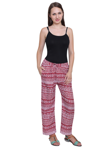 Ladies Printed Palazzo - Crepe Material, Sizes L, M, XL | Casual Wear in Pink, Washable, Stylish Printed Pattern