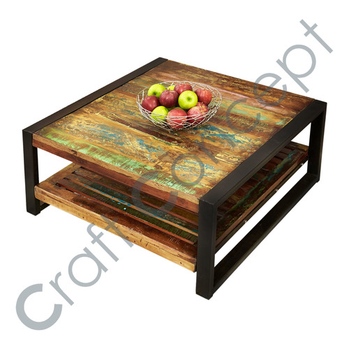 Square Reclaim Wood Coffee Table No Assembly Required