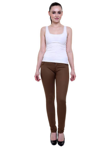 Ladies Printed Trouser - Slim Fit, Brown Color, Waist Size 32-36, Summer Season, Double Pockets, Washable