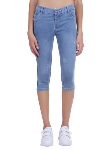 Capri for Girls - Denim, Waist Size 32-36, Light Blue | Washable, Summer Collection