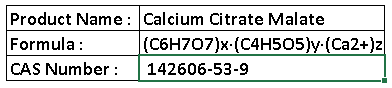 Calcium Citrate Malate - 25kg Bags 100-200Âµm Particle Size | Bioavailable Calcium Source Water Soluble 99% Purity