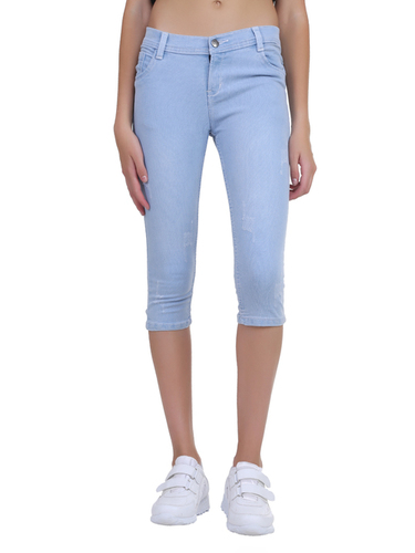 Capri for Girls - Denim, Waist Size 32-36 | Washable, Sky Color, Perfect for Summer